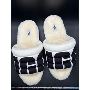 UGG Maxi Fluff Sheepskin Slide Slippers Womens Cozy